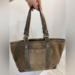 Coach 205 Vintage 941 Brown Suede Beaded Tote Bag